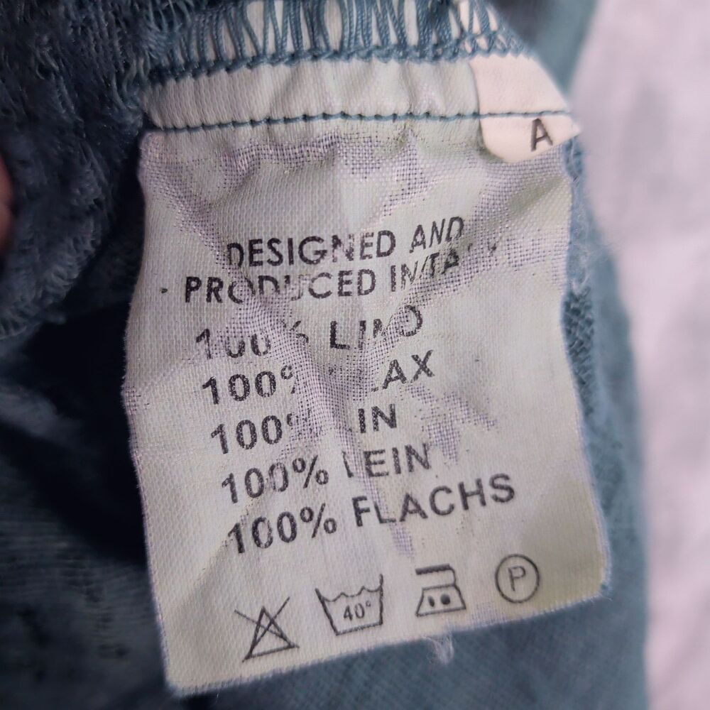 LA BOTTEGA Teal Gauzy Linen Sleeveless Top Size M Hi-Lo Flowy Layer Lightweight - Picture 12 of 13